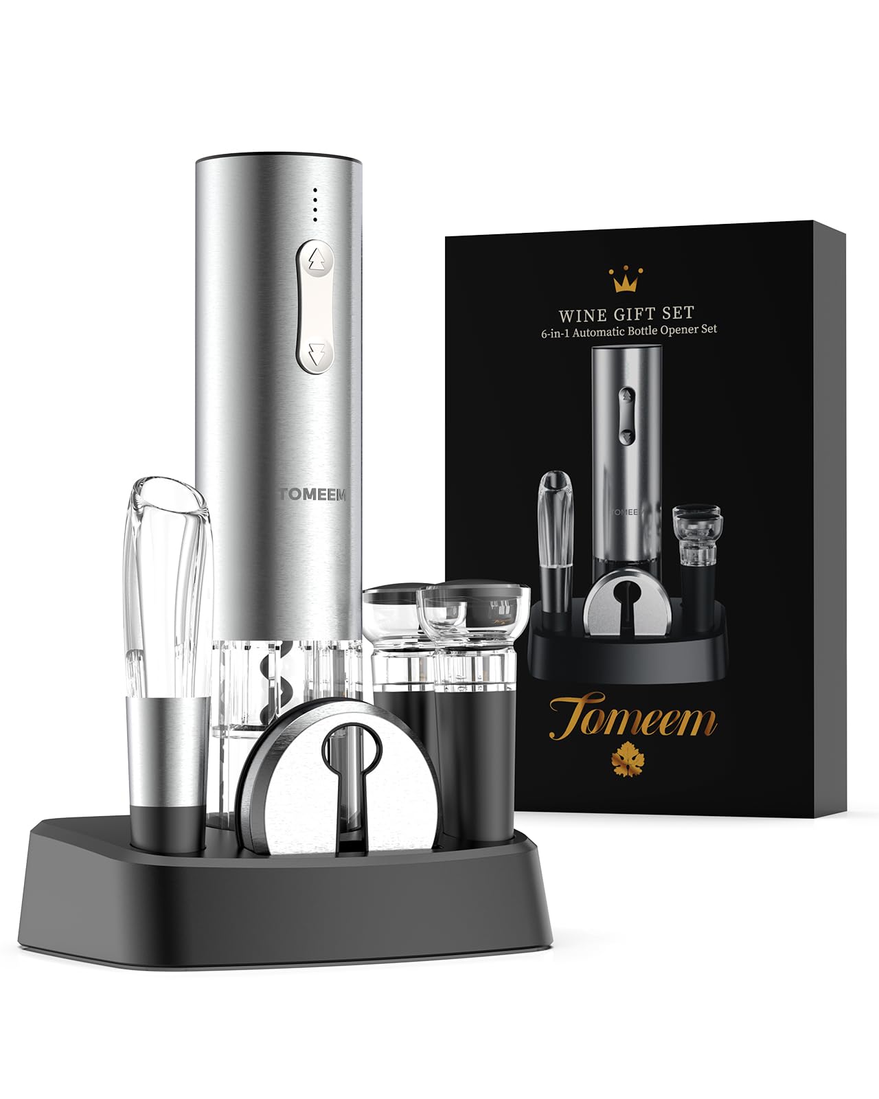 TOMEEM abrelatas eléctrico para vino, set completo, apertura rápida