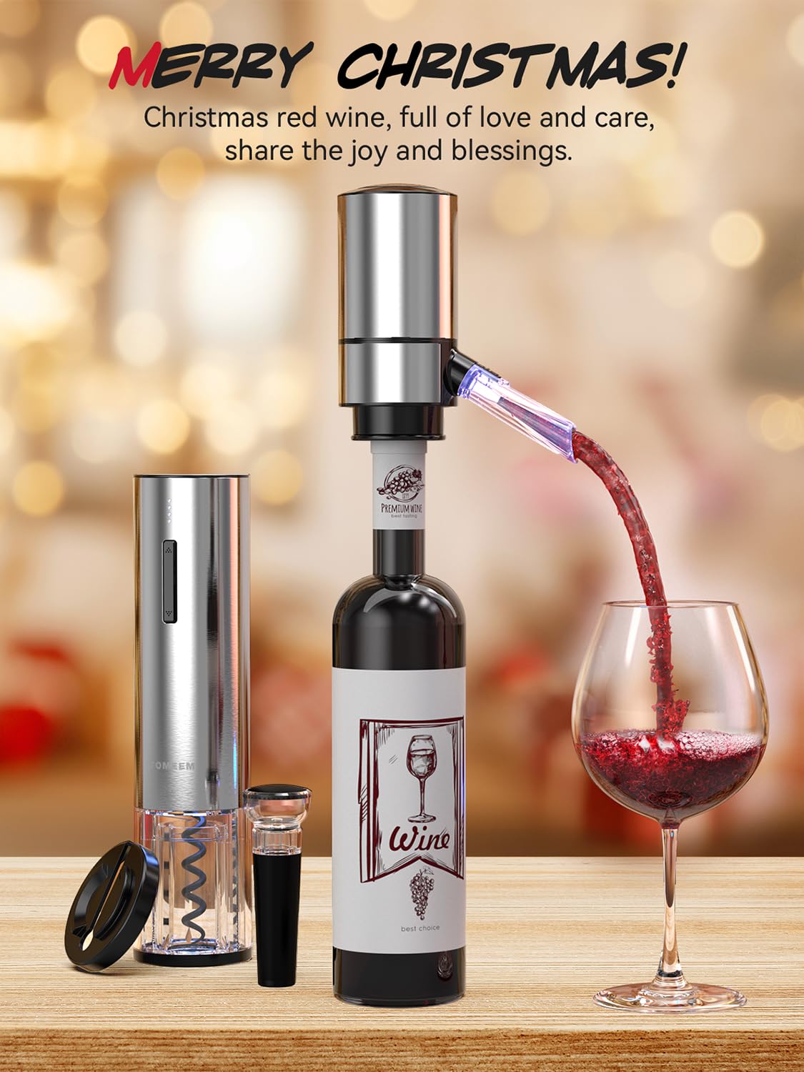 TOMEEM aeración automática al servir realza el sabor del vino.
