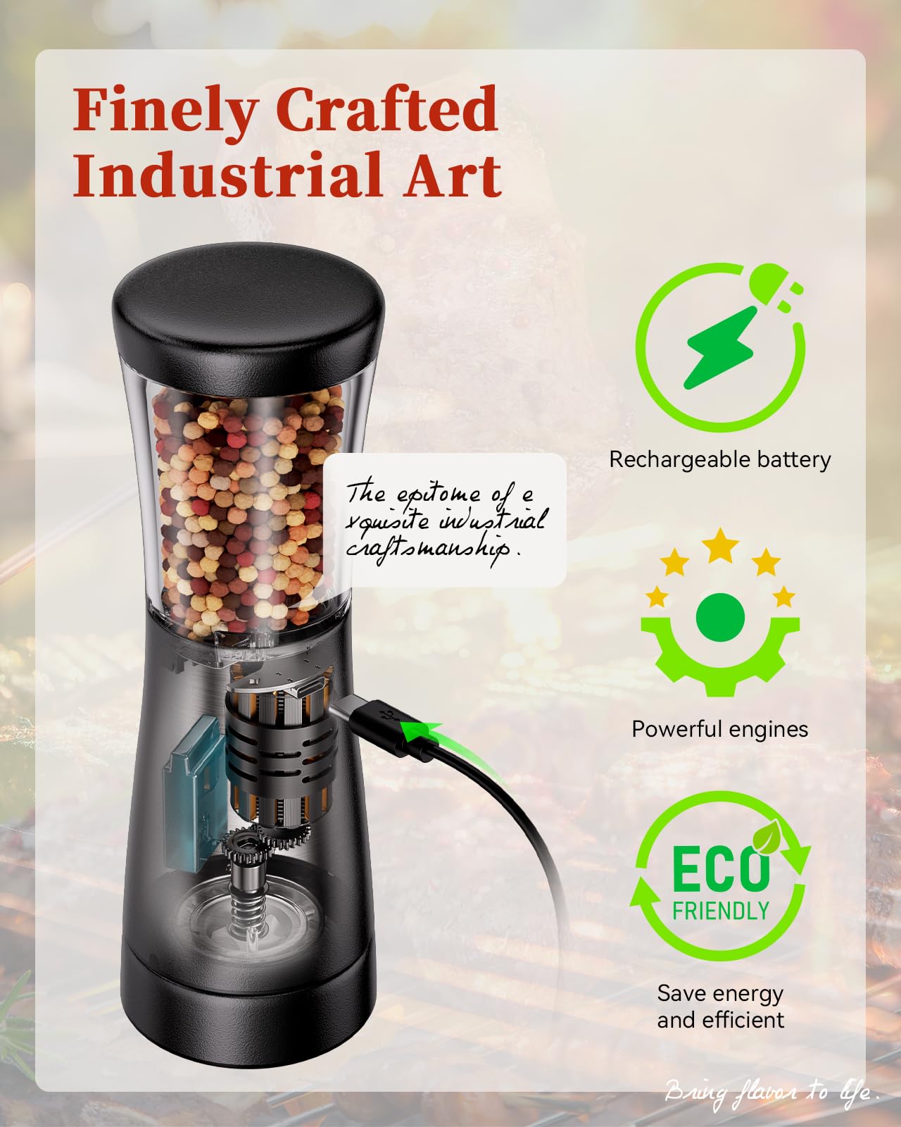 TOMEEM molinillo con luz LED para medir condimentos en cocinas con poca luz.