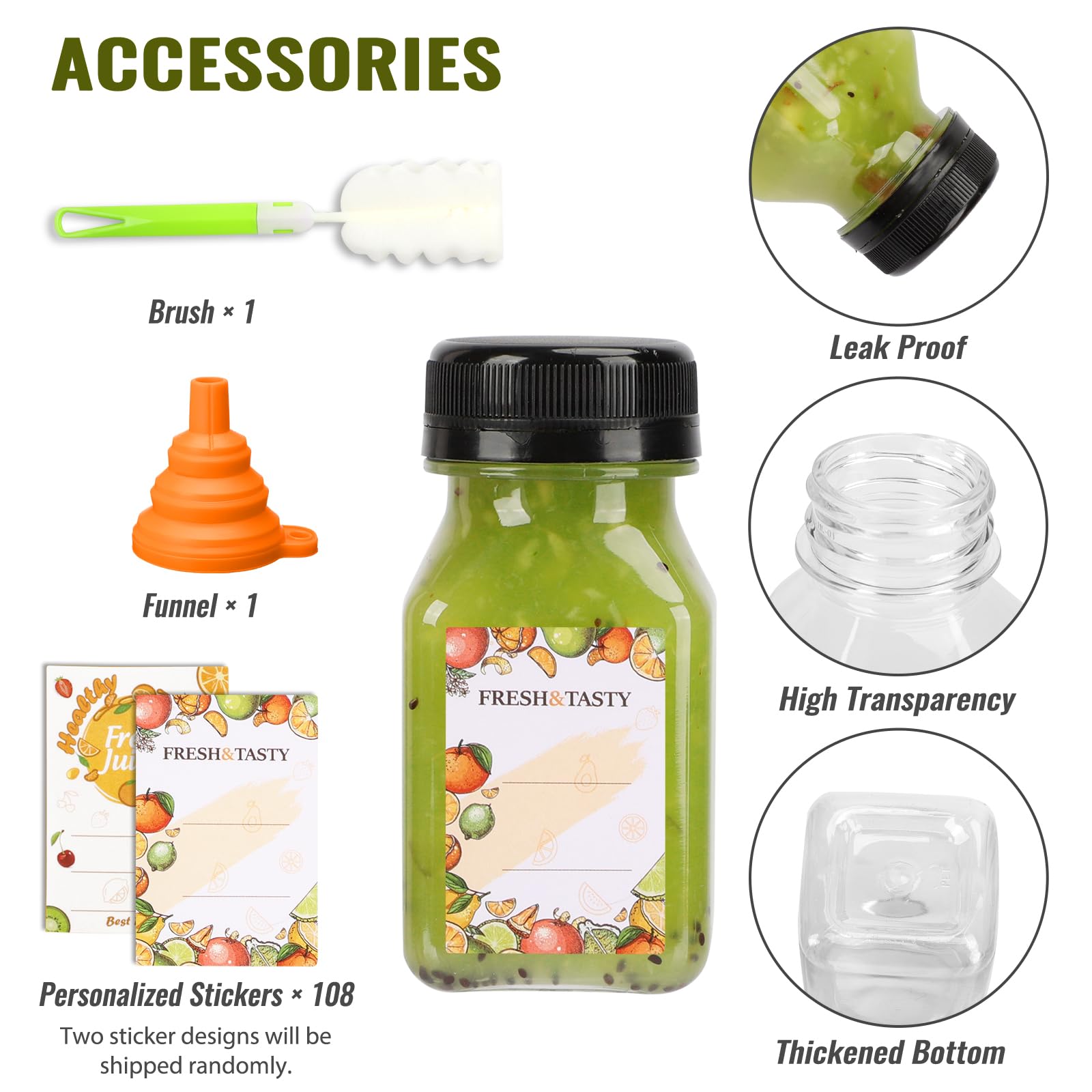 TOMNK botellas 4oz con embudo incluido para llenado cómodo.