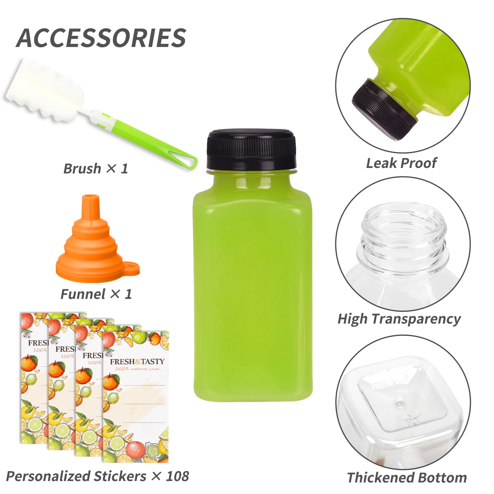TOMNK botellas 8oz para jugos, ideales para servir y almacenar
