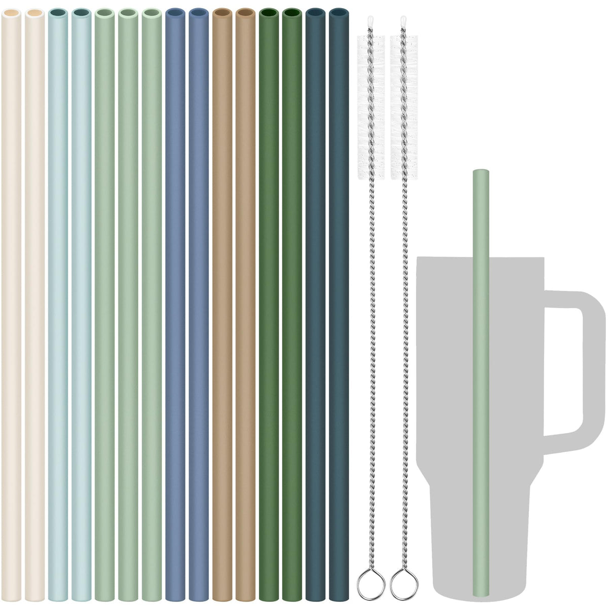 Pajillas de silicona Tomorotec de 12 pulgadas para Stanley, juego completo para bebidas.