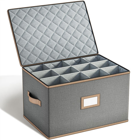 TomVista caja para copas con divisores y acolchado protege copas delicadas durante almacenamiento.