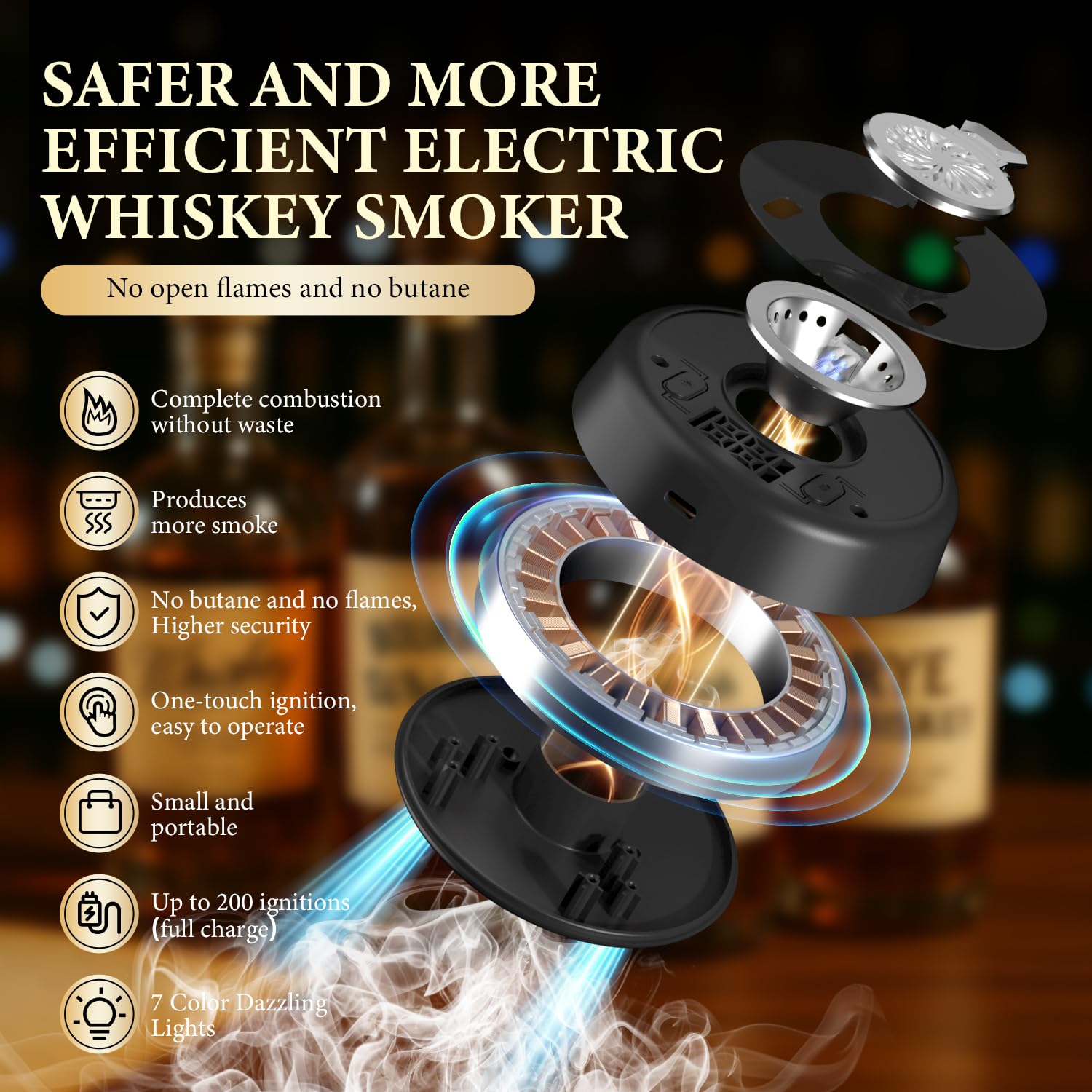 Tomzio conjunto con vasos de whisky de madera para experiencia de alto nivel en casa.