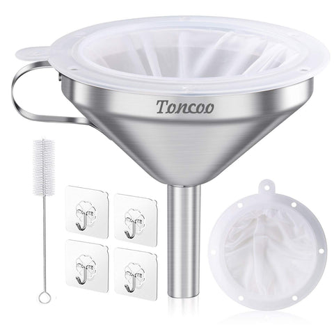 Toncoo Embudo de Acero Inoxidable 5 Pulgadas para verter sin derrames