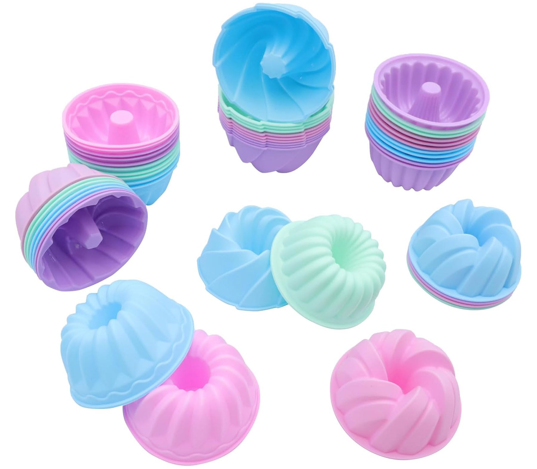Tongjude moldes de donas de silicona, 4 formas, desmolde fácil.