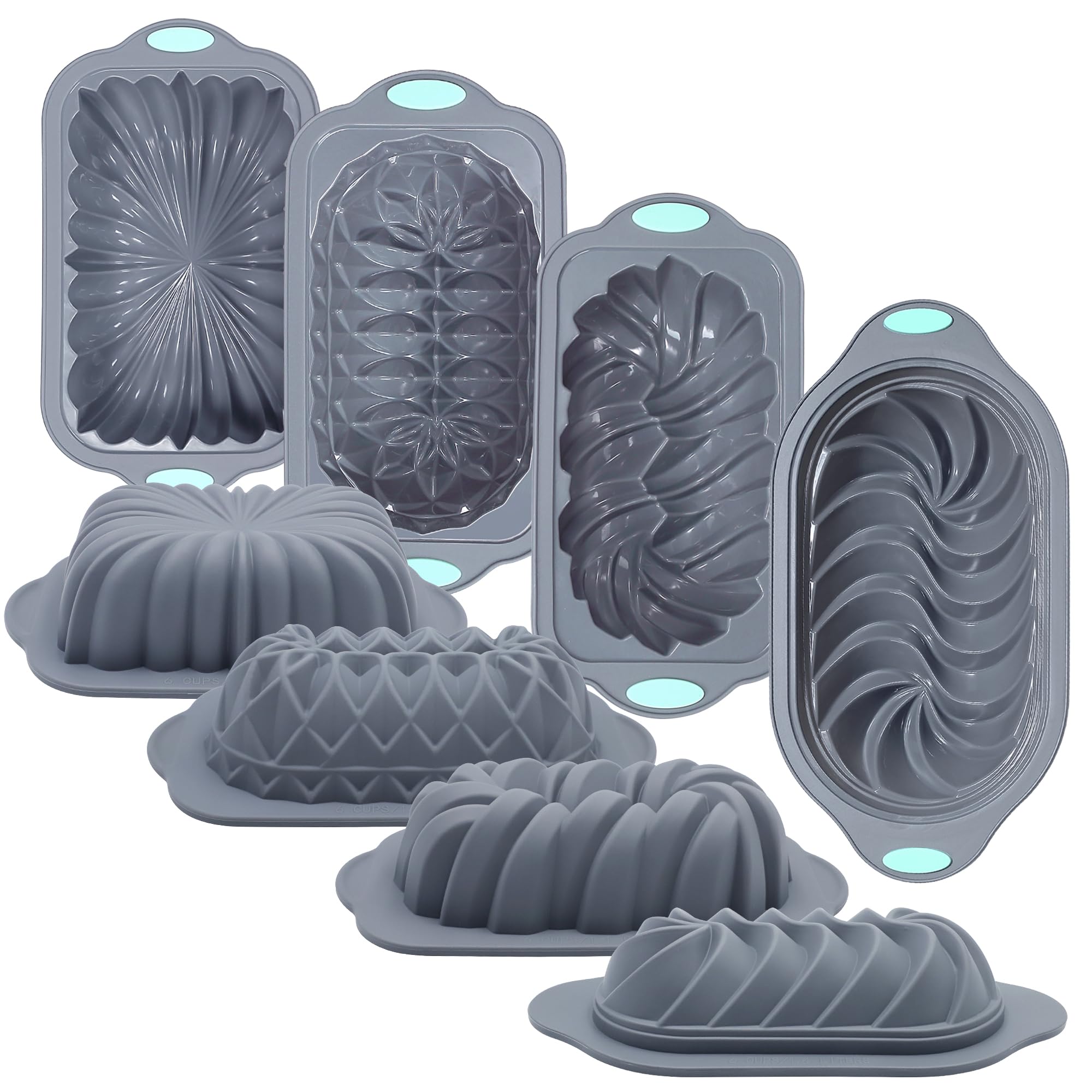 Tongjude moldes de silicona para pan cuatro formas para hornear con desmolde fácil