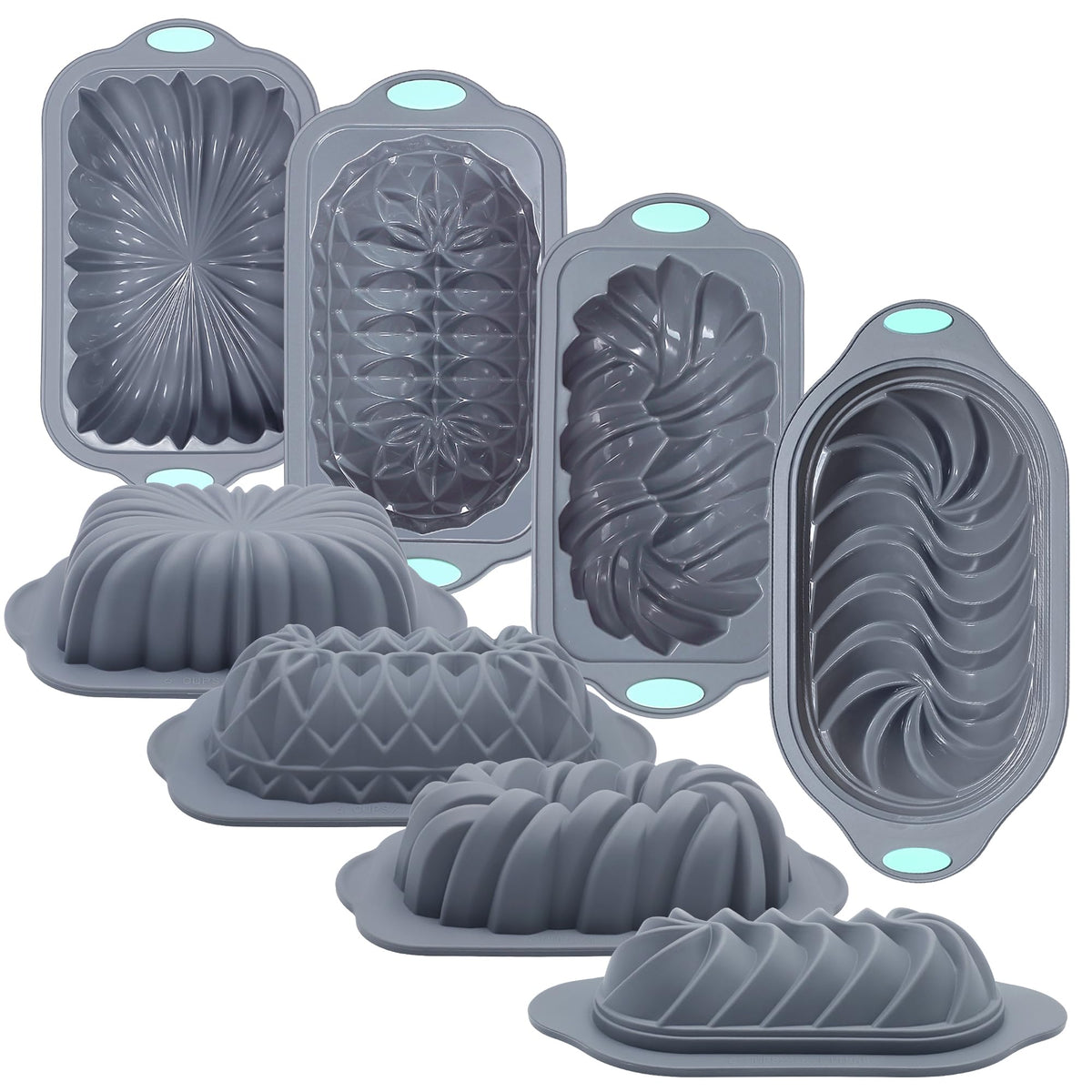 Tongjude moldes de silicona para pan cuatro formas para hornear con desmolde fácil