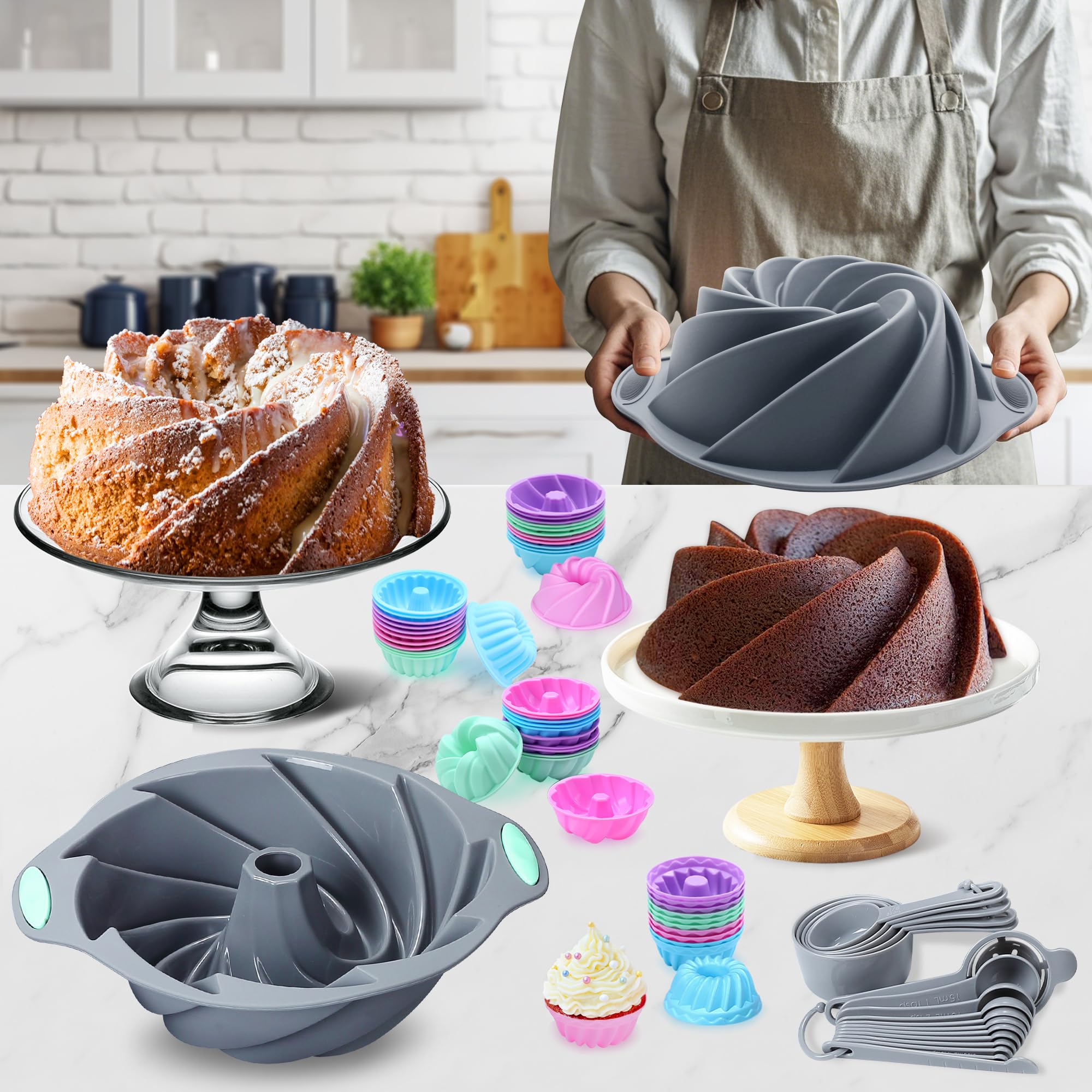 Tongjude moldes silicona para cupcakes horneado uniforme