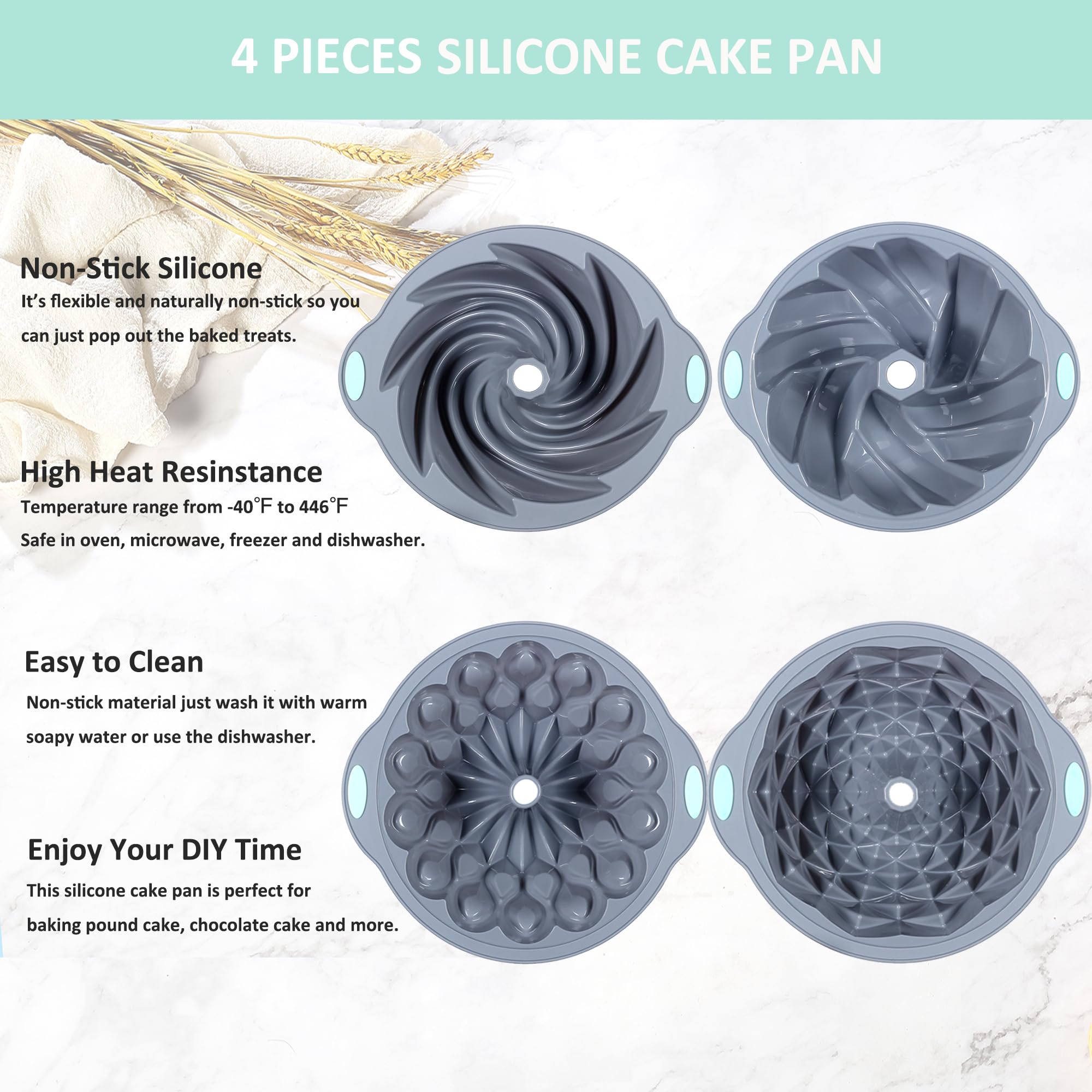 Tongjude moldes silicona para hornear con relieve