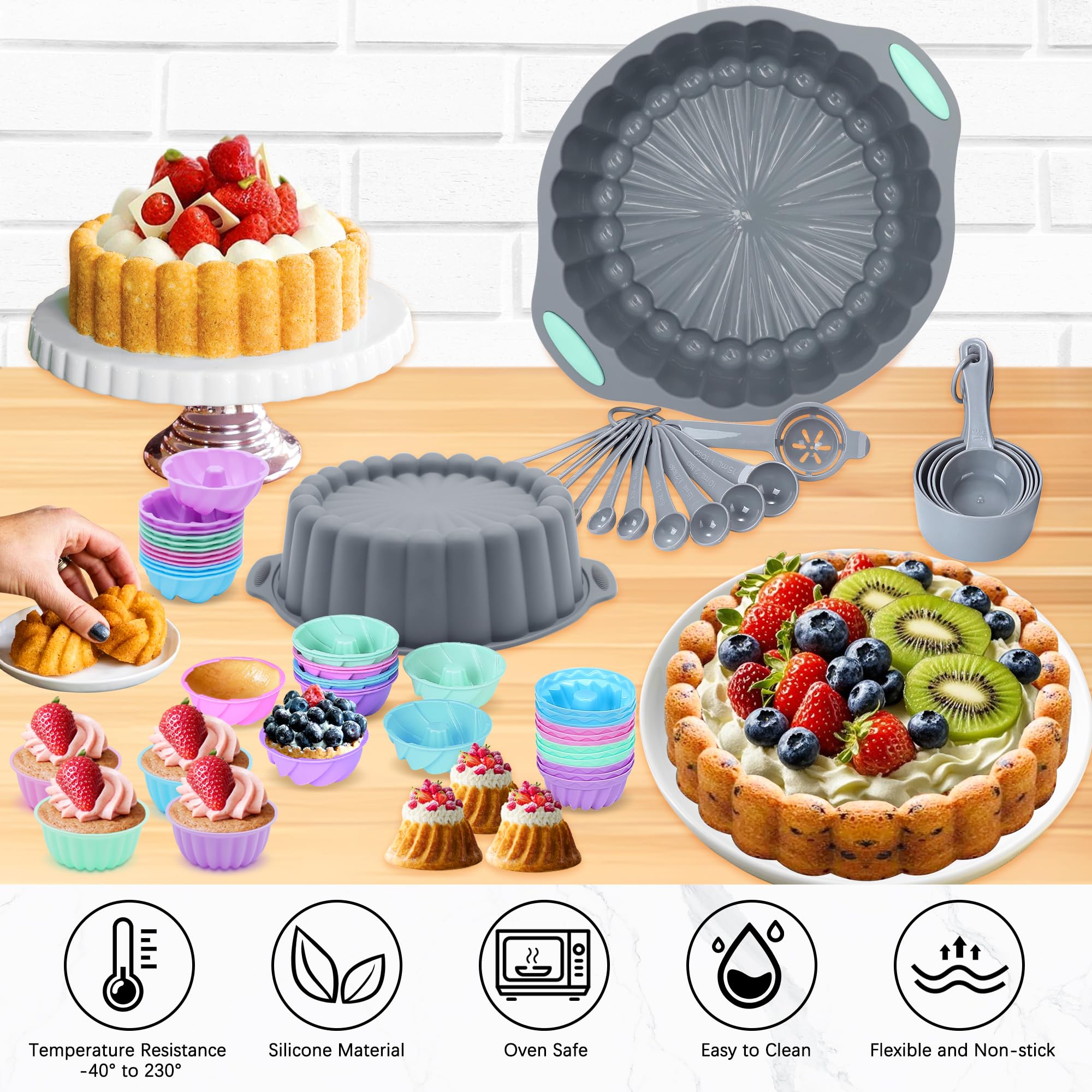 Tongjude moldes silicona para tortas y panes desmolde suave