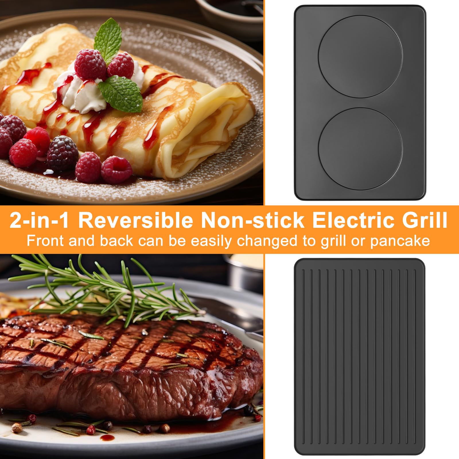 TONZE Raclette Table Grill, 8 moldes de queso para comidas compartidas.