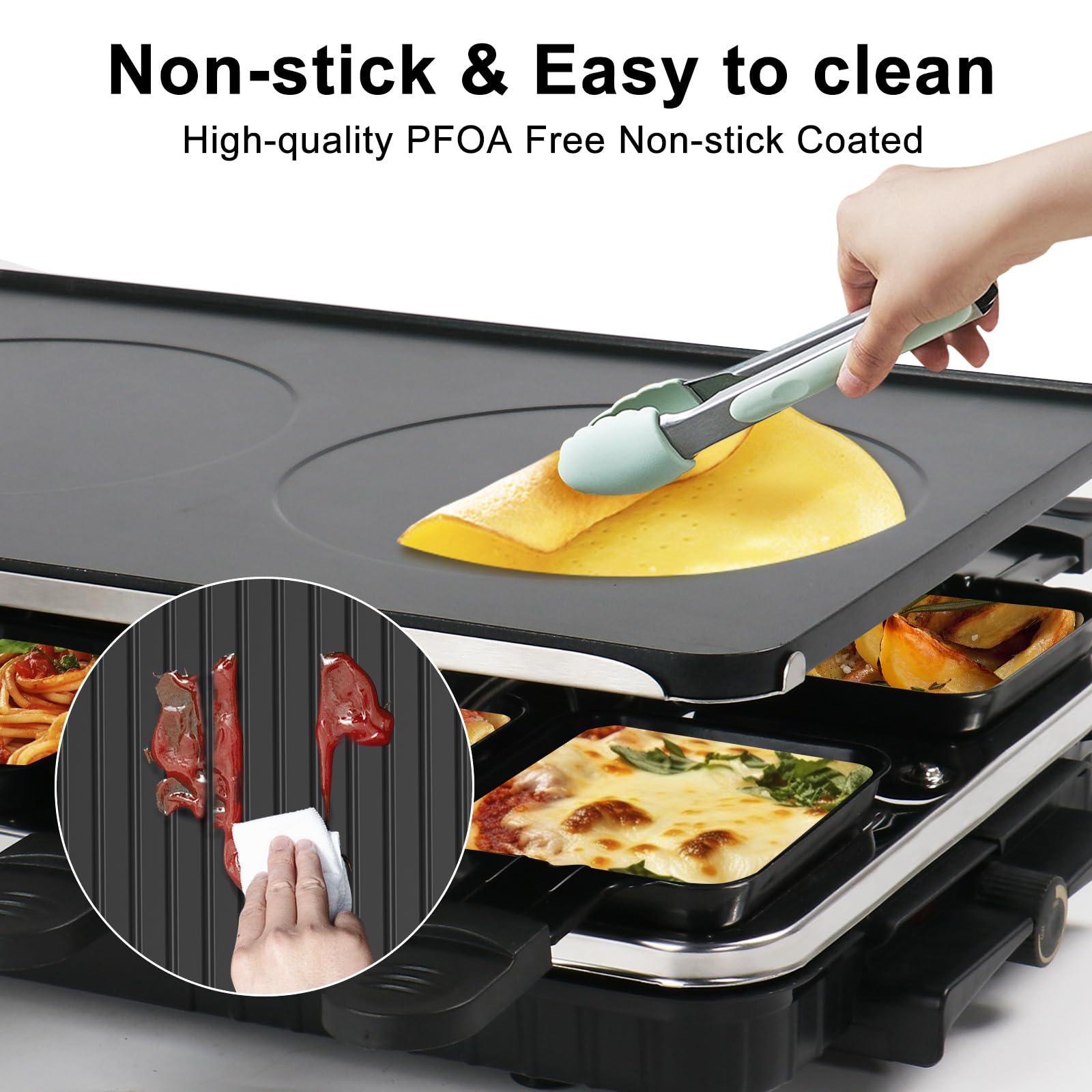 TONZE Raclette Table Grill, control de temperatura ajustable para resultados consistentes.