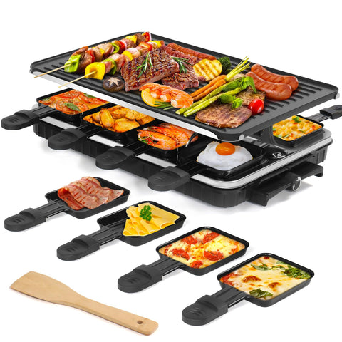 TONZE Raclette Table Grill con superficie estriada para sellar y dejar marcas.