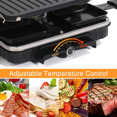 TONZE Raclette Table Grill, potencia de 1300 W para cocinar rápido.
