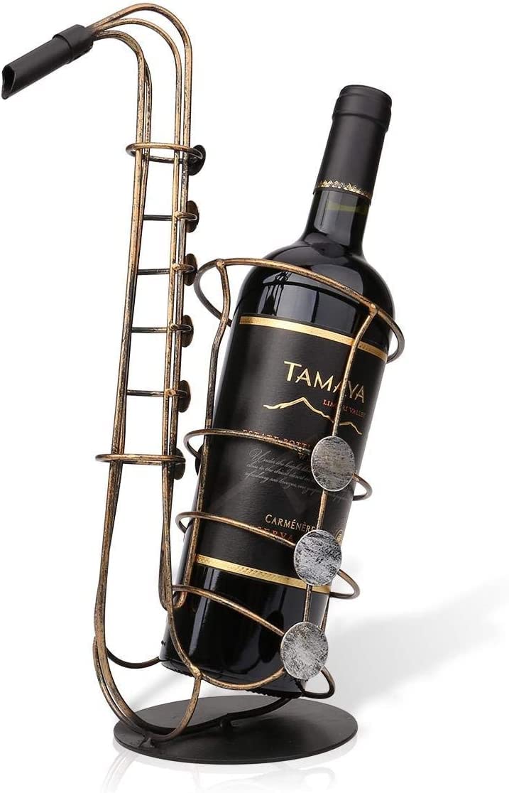 Tooarts saxofón, soporte estable para botellas de vino en estante