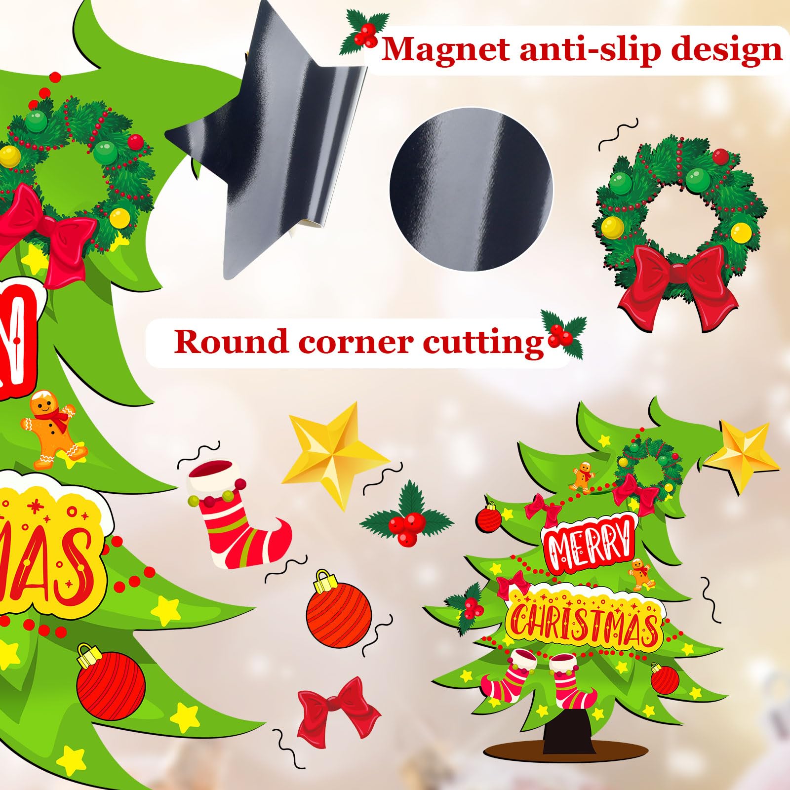 TOODOO imán árbol Navidad con diseño animado, añade alegría a la cocina.