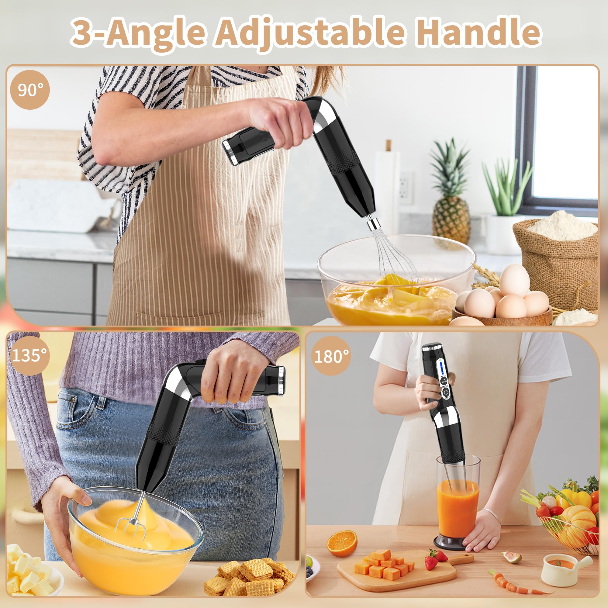Toogel batidora 4 en 1 con vaso medidor de 700 ml para medir y mezclar.