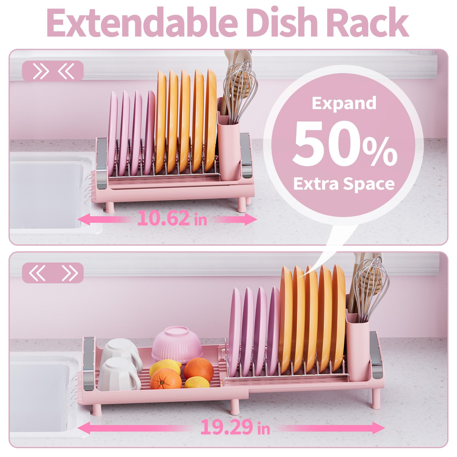 TOOLF acero inoxidable garantiza durabilidad del escurridor en rosa.