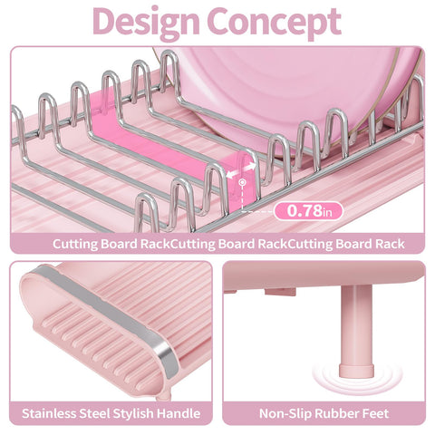 TOOLF diseño compacto con capacidad para nueve platos en rosa.