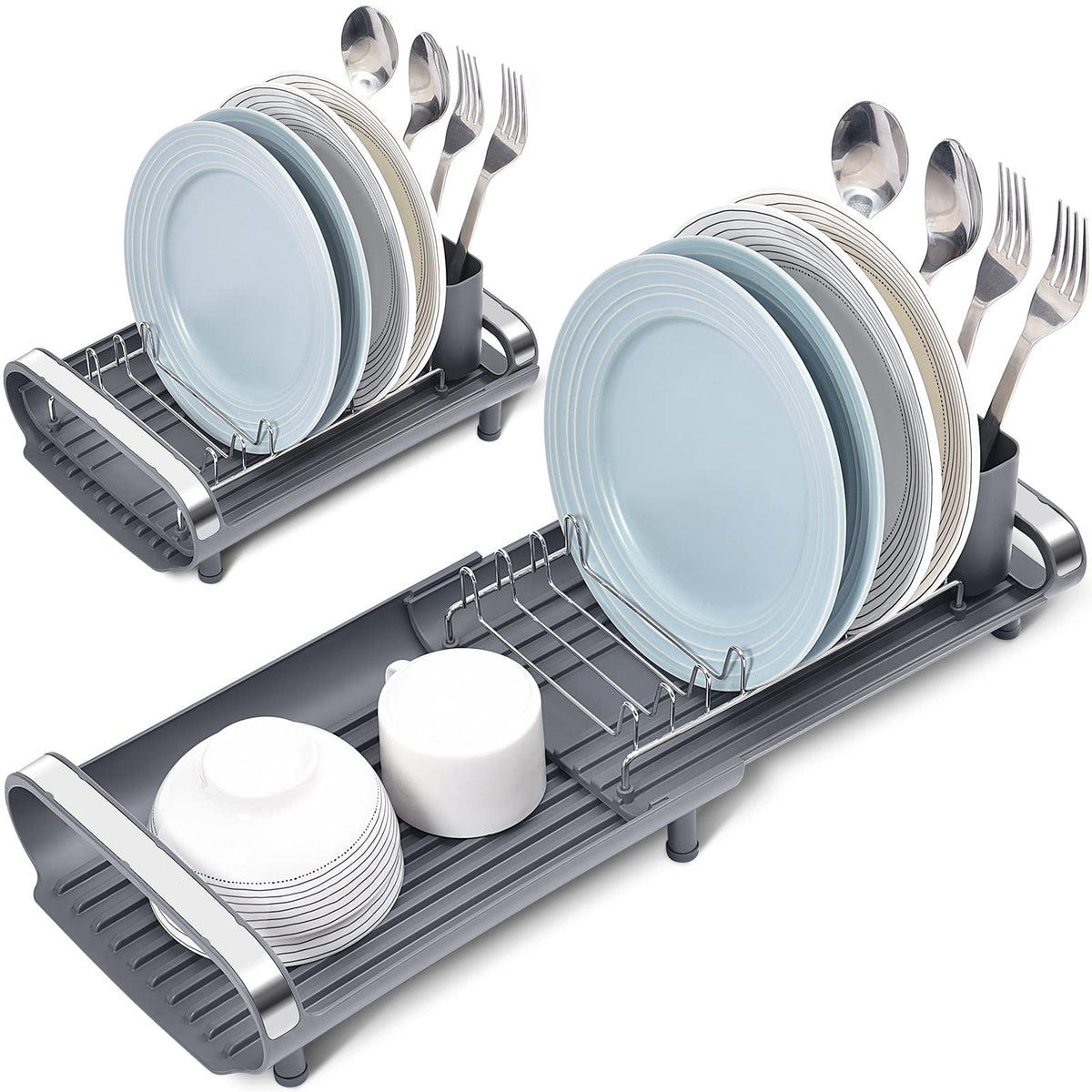 TOOLF secador de platos extensible para ahorrar espacio en la cocina.