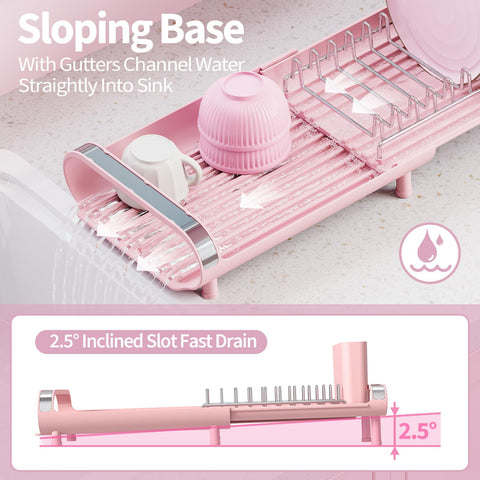 TOOLF sistema de drenaje rápido dirige el agua al fregadero en rosa.