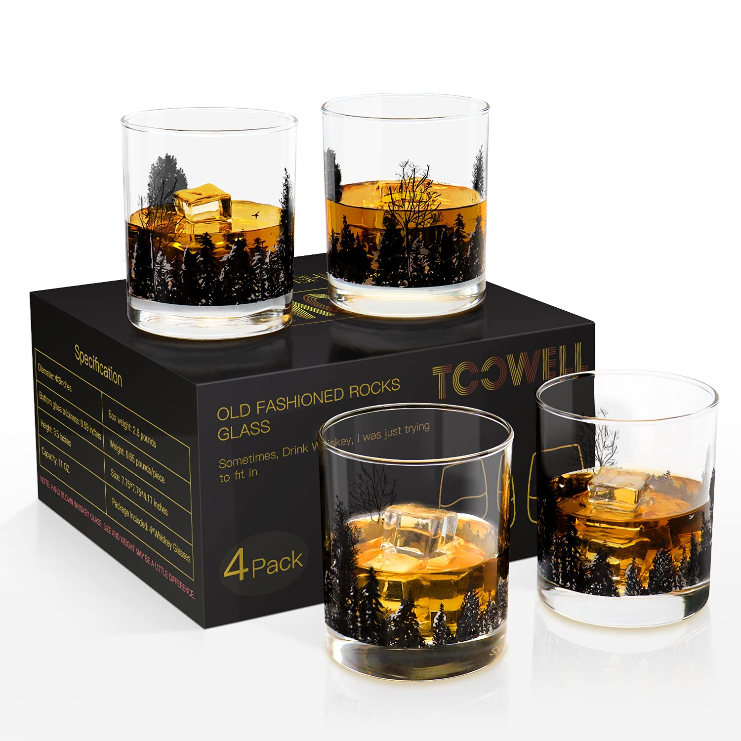 TOOWELL vaso whisky estilo antiguo, regalo elegante para cualquier ocasión