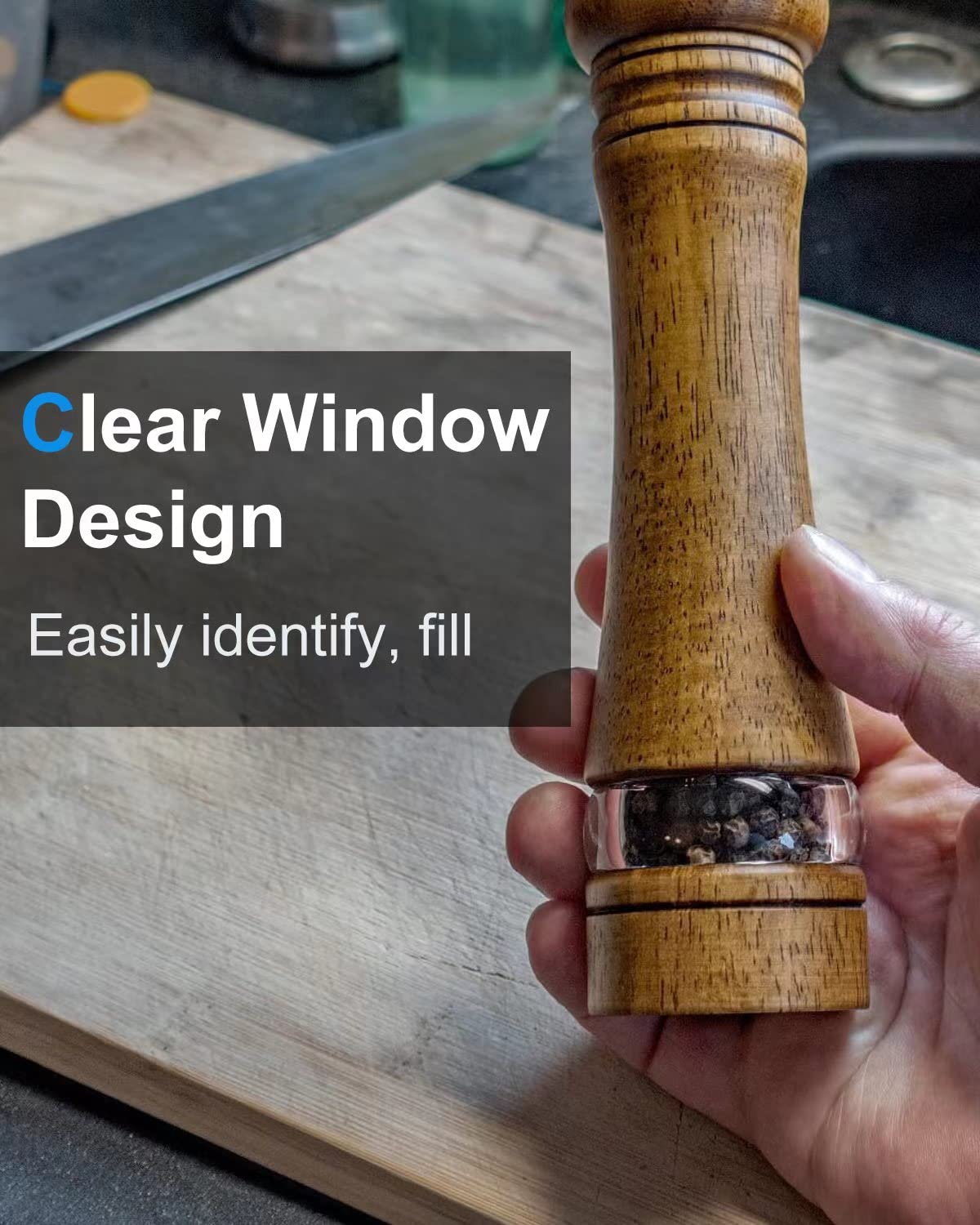 TooWoom molinillo de sal en madera natural, duradero y ergonómico para uso diario