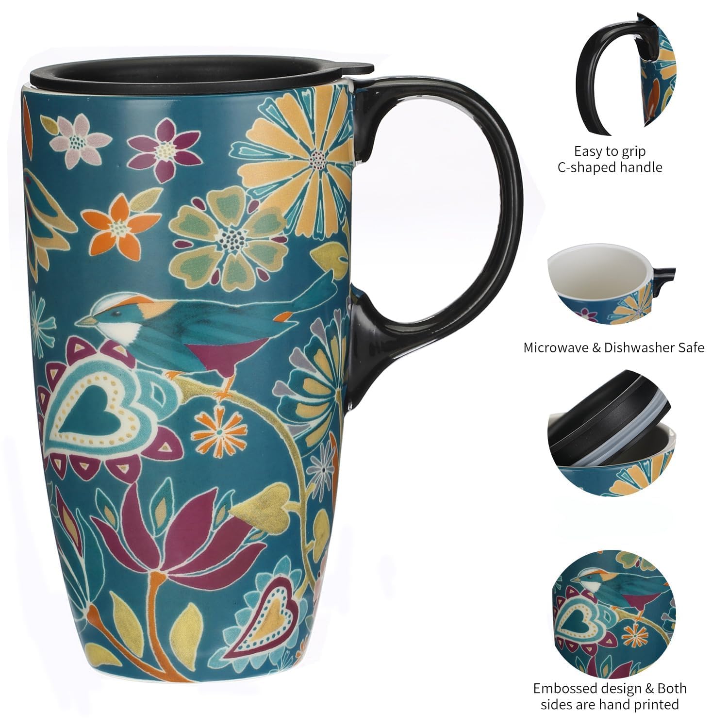 Conjunto de dos tazas Topadorn Latte 17 onzas, perfecto para compartir desayunos.