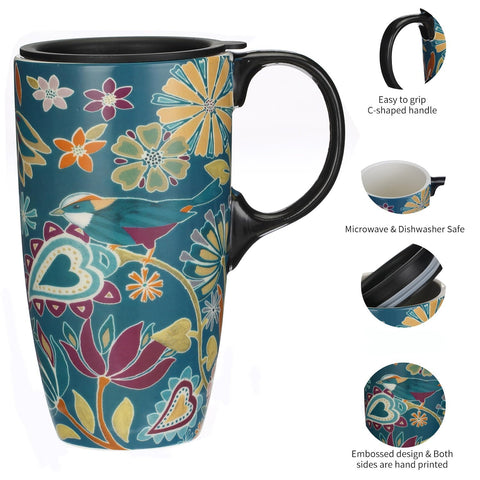 Conjunto de dos tazas Topadorn Latte 17 onzas, perfecto para compartir desayunos.