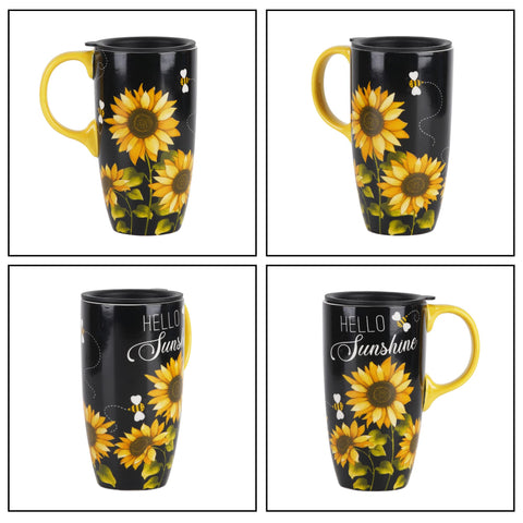 Topadorn girasol capacidad 17 onzas, ideal para café o té.