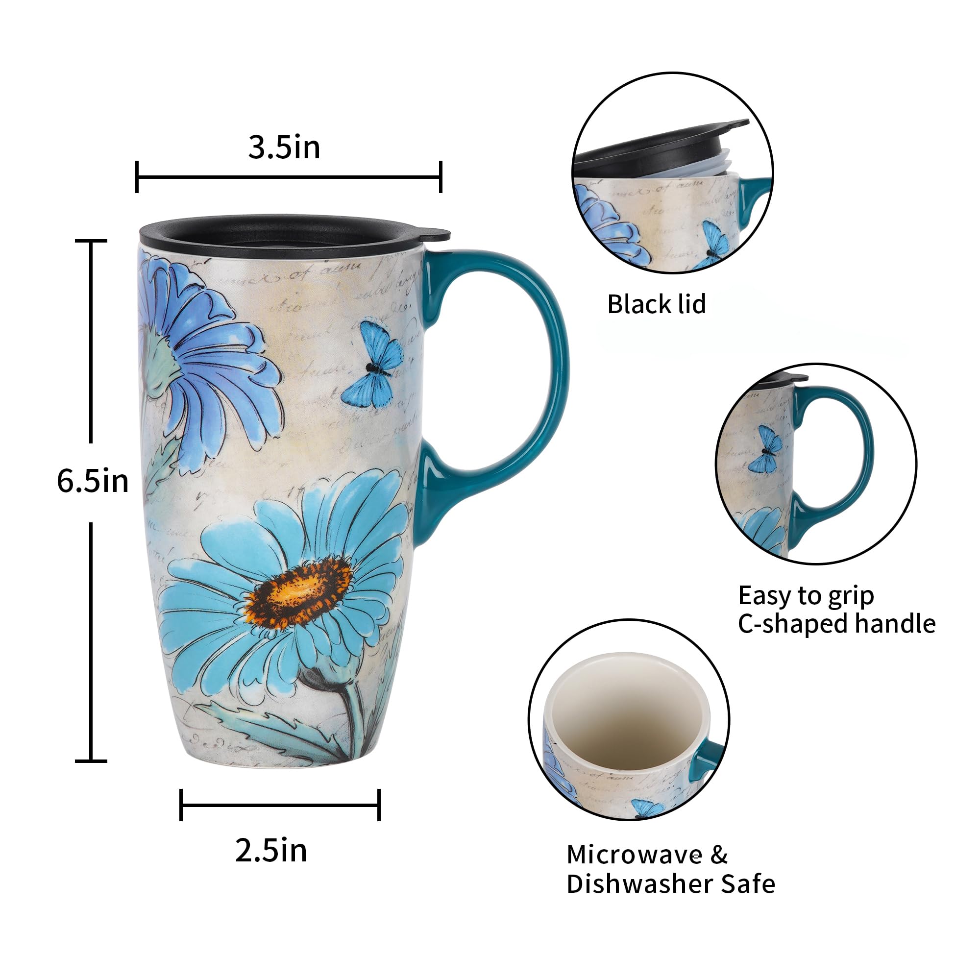 Topadorn taza cerámica apta para lavavajillas y microondas, limpieza sencilla.