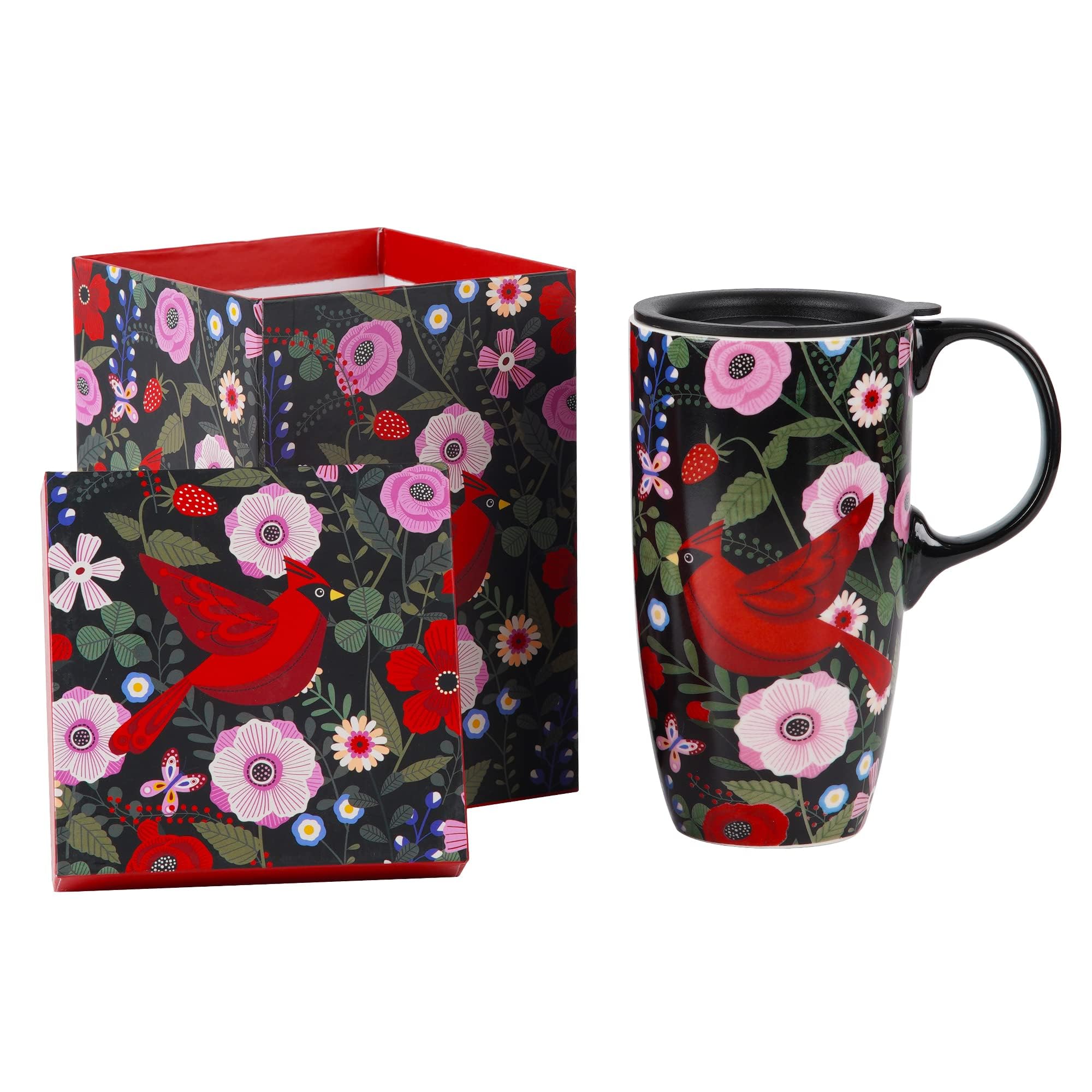 Topadorn Tapa taza ceramica roja, cierre seguro para mantener bebidas.