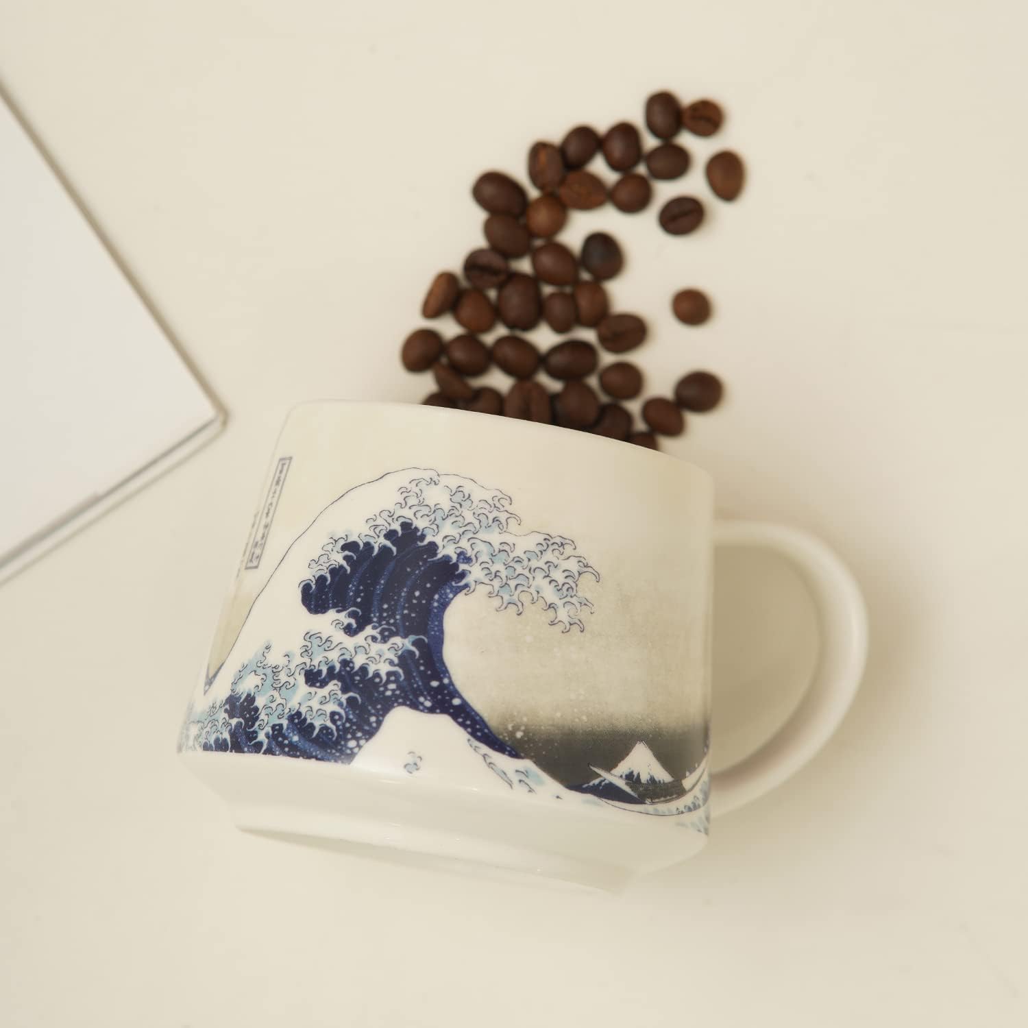 Topadorn taza cerámica con diseño de ola-arte, ideal para té o café