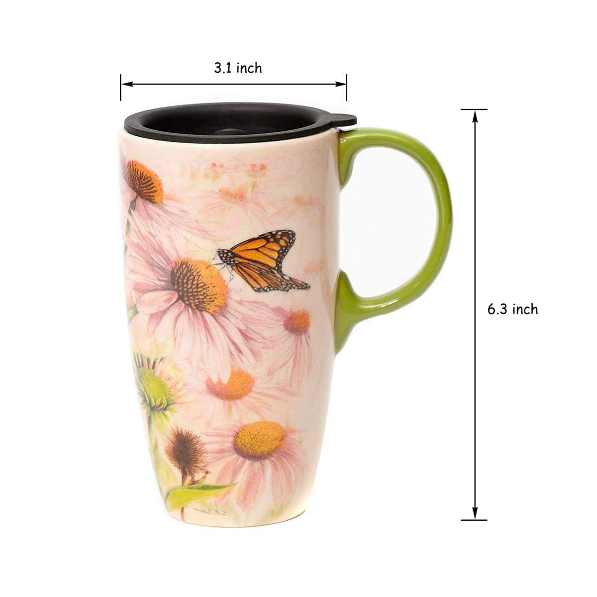 Topadorn taza cerámica rosa apta lavavajillas y microondas tras retirar tapa