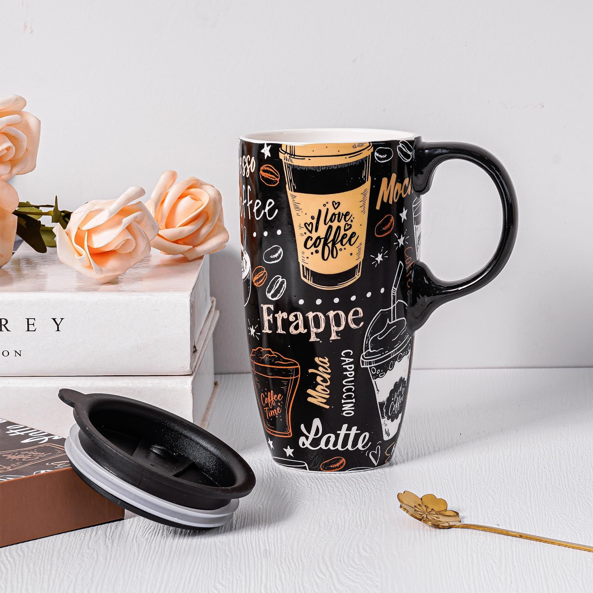 Topadorn taza cerámica para coche, práctica en casa, oficina o viaje.