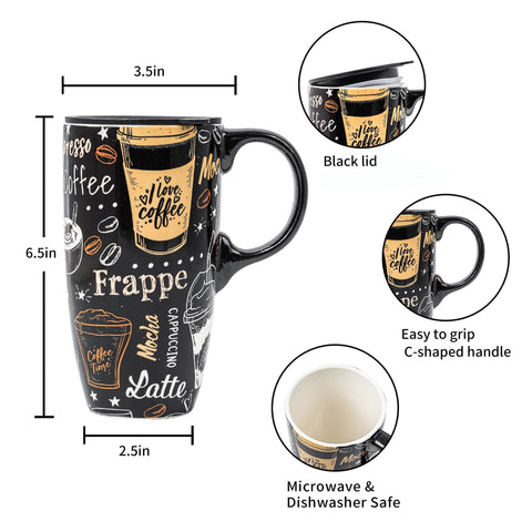 Topadorn taza cerámica de viaje 17 onzas, capacidad ideal para café o té.