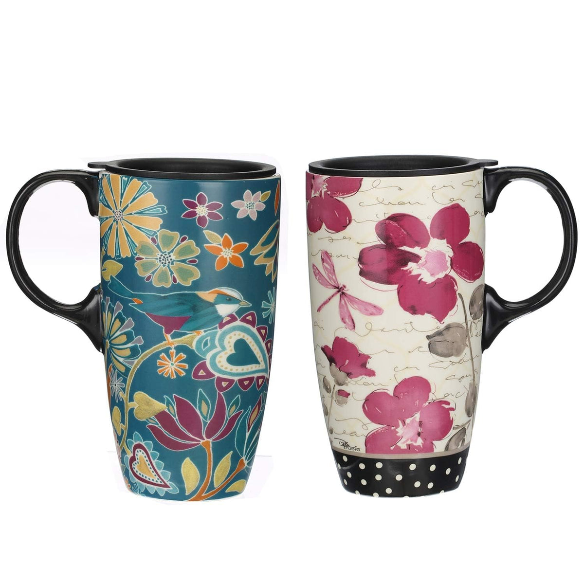 Taza Topadorn Latte de cerámica 17 onzas, vista frontal, ideal para café matutino.