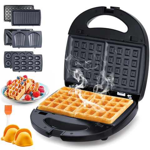 TOPCHANCES gofrera 6 en 1 con placas removibles para cocinar de forma rápida y limpia.