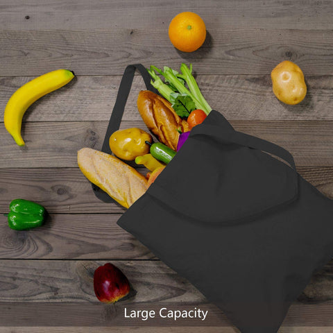 TopDesign bolsa de algodón negra 16x15, uso DIY para personalizar.