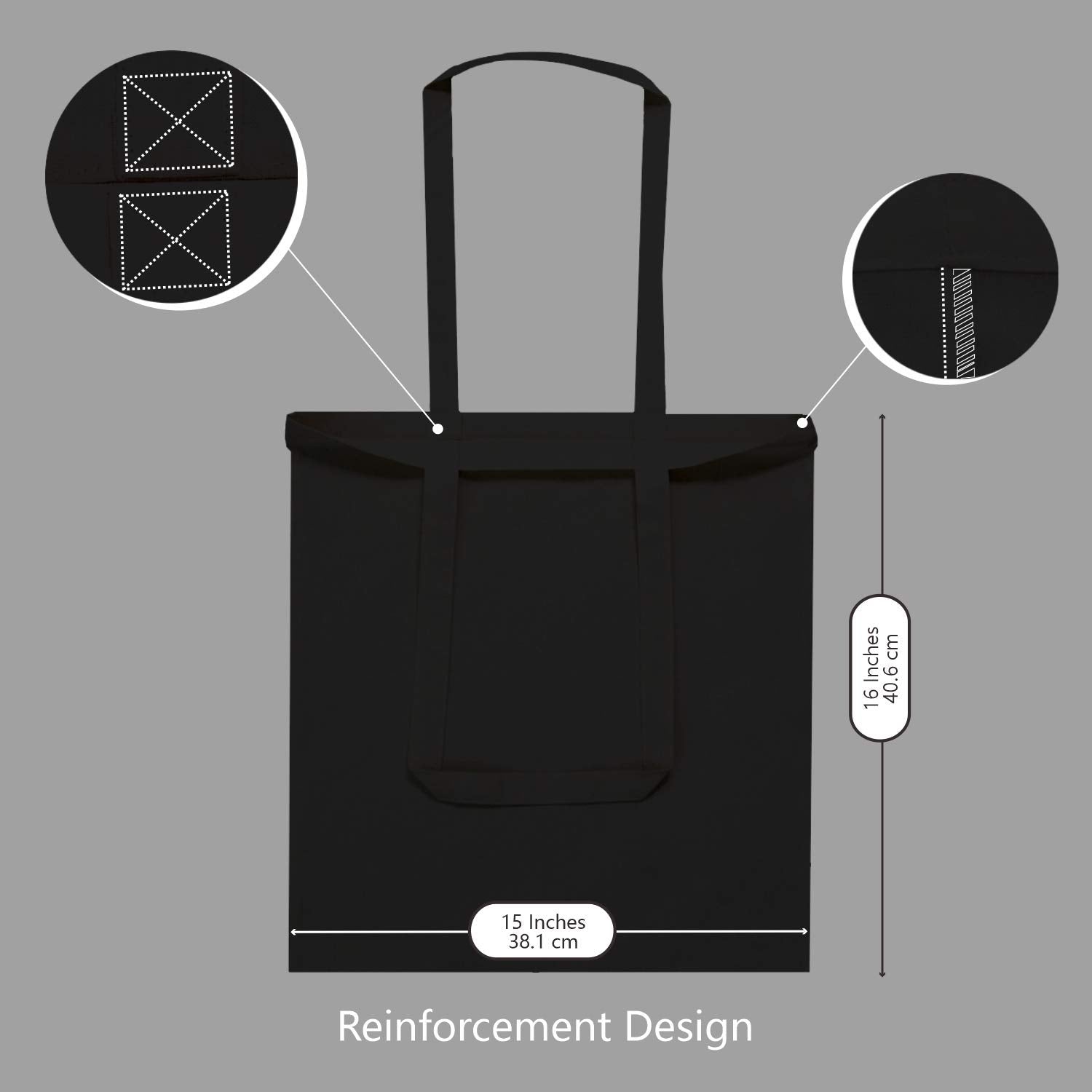 TopDesign bolsa de algodón negra 16x15, ideal para regalos y promociones.