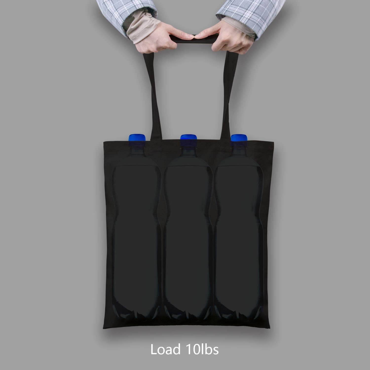 TopDesign bolsa de algodón negra 16x15, tamaño práctico para cargas diarias.