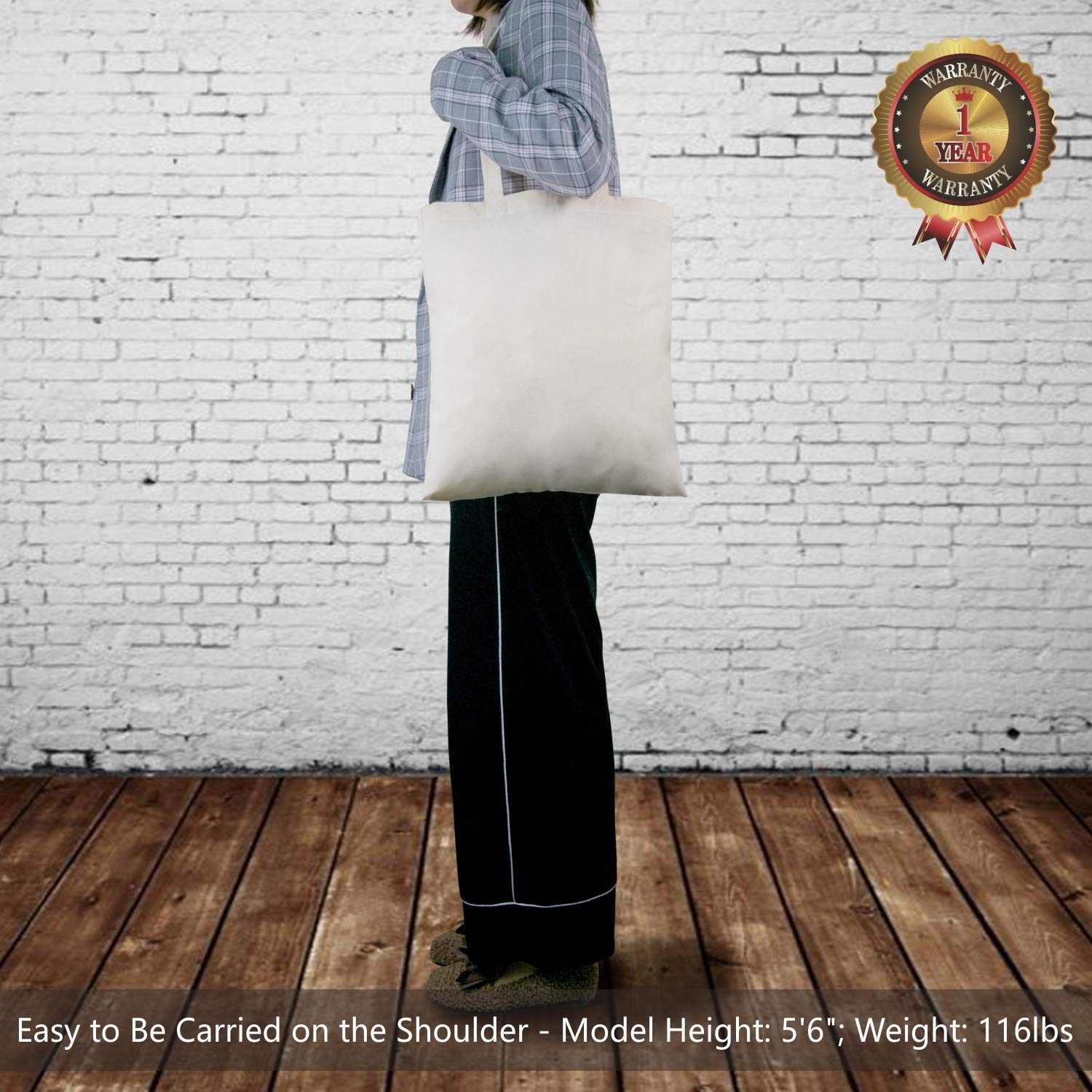 TOPDesign bolsa tote algodón, mangos reforzados, uso diario resistente para carga