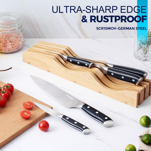 Topfeel cuchillo chef 8 pulgadas, filo afilado para cortes precisos.