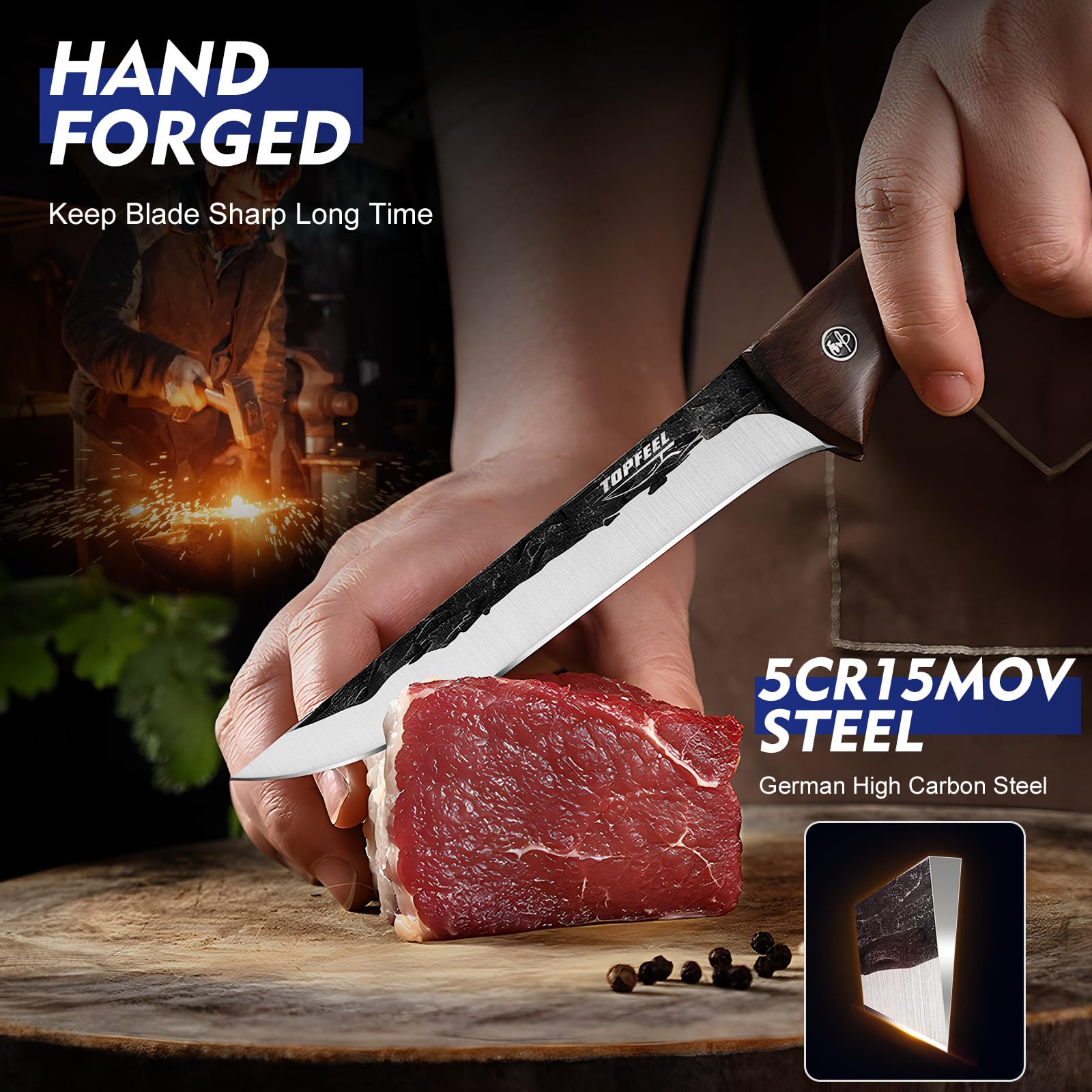 Topfeel cuchillo desollar, diseño ergonómico para pelar piel con seguridad