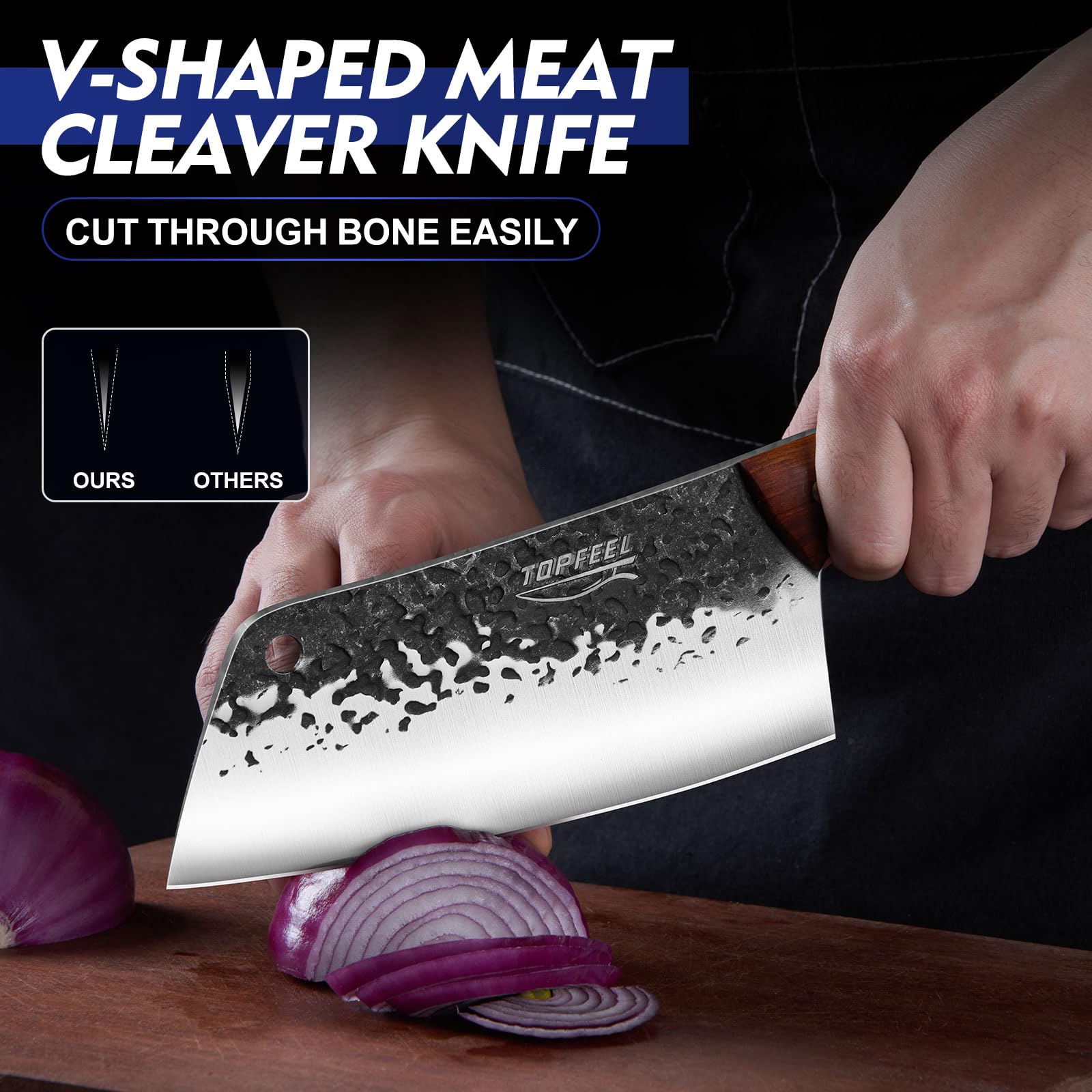 Cuchillo filete Topfeel con mango palisandro para lonchear finamente.