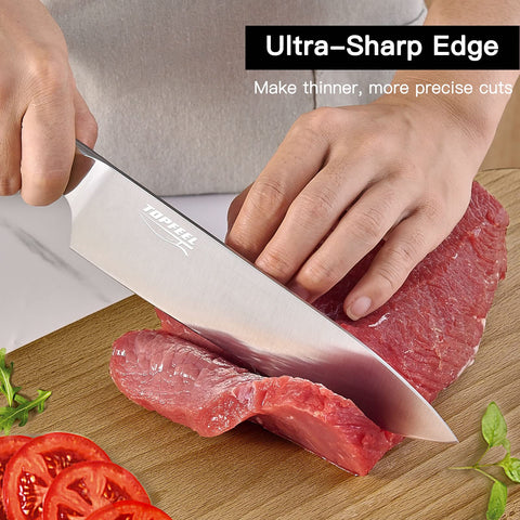 Cuchillo santoku Topfeel de 7 pulgadas, versátil para picar verduras y carnes.