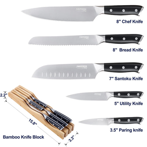 Topfeel cuchillo utilidad 5 pulgadas, cortes precisos para tareas diarias.