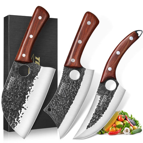Topfeel set de cuchillos serbio de 7 pulgadas para cortar verduras con precisión.