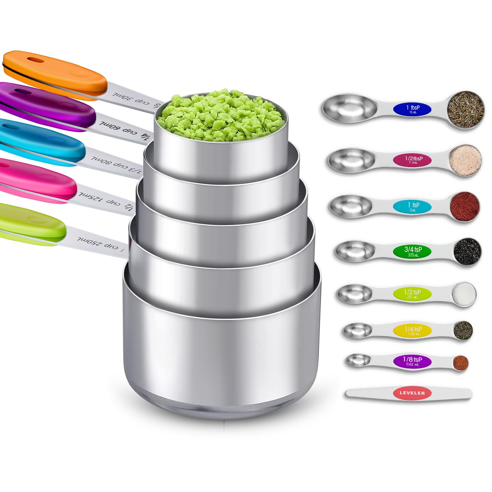 Topfeel tazas de medición de acero inoxidable para hornear y cocinar